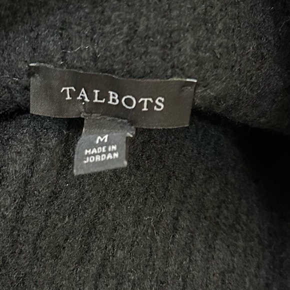 Talbots Black Cream and Gray Color Block Striped Sweater sz M - Picture 10 of 10